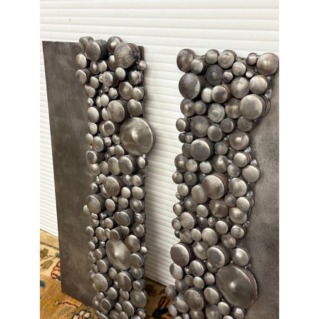 Industrial Sculpted Metal Rock Plates, Set of Two For Sale - Image 3 of 12
