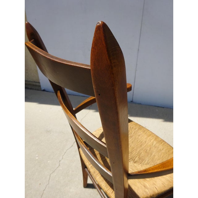 Wood Wood and Straw Grandfather's Armchair, 1980s For Sale - Image 7 of 12