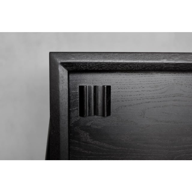 Mid-Century Scandinavian Modern Dark Oak Sideboard with Wooden Handles, 1960s For Sale - Image 4 of 18