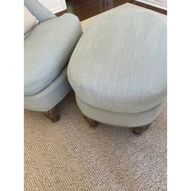 1990s Rose Tarlow London Oval Slipper Chair and Ottoman For Sale In Los Angeles - Image 6 of 8
