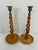 Vintage English Oak Open Barley Twist Candlesticks - A Pair For Sale - Image 12 of 15