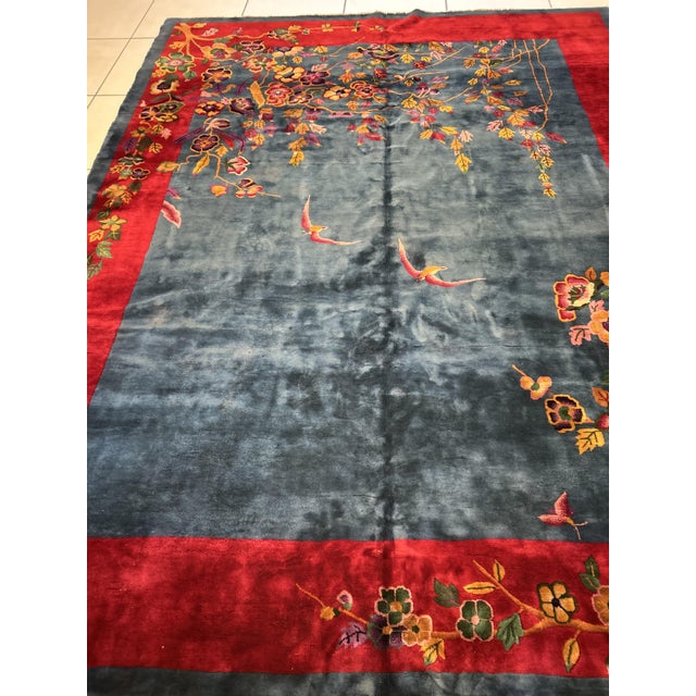 Textile Antique Art Deco Chinese , 8'9" X 11'4" For Sale - Image 7 of 9