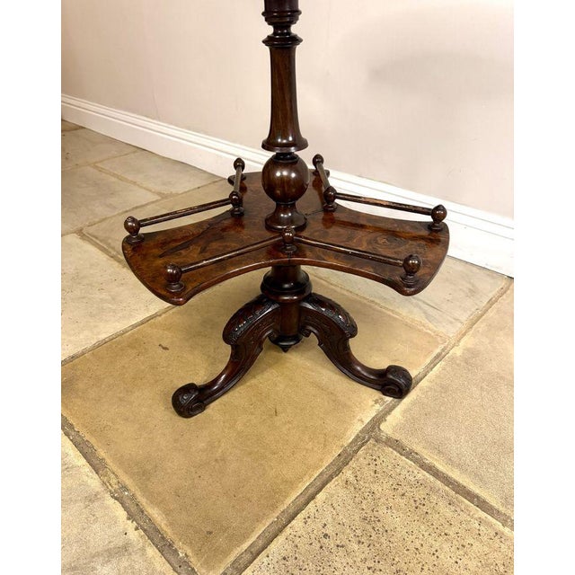 Mid 19th Century Antique Victorian Burr Walnut Lamp Table, 1860 For Sale - Image 5 of 7