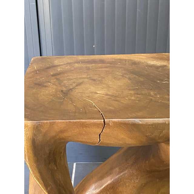 Brutalist N1 Stool in Raw Walnut Wood, 1970 For Sale - Image 3 of 17
