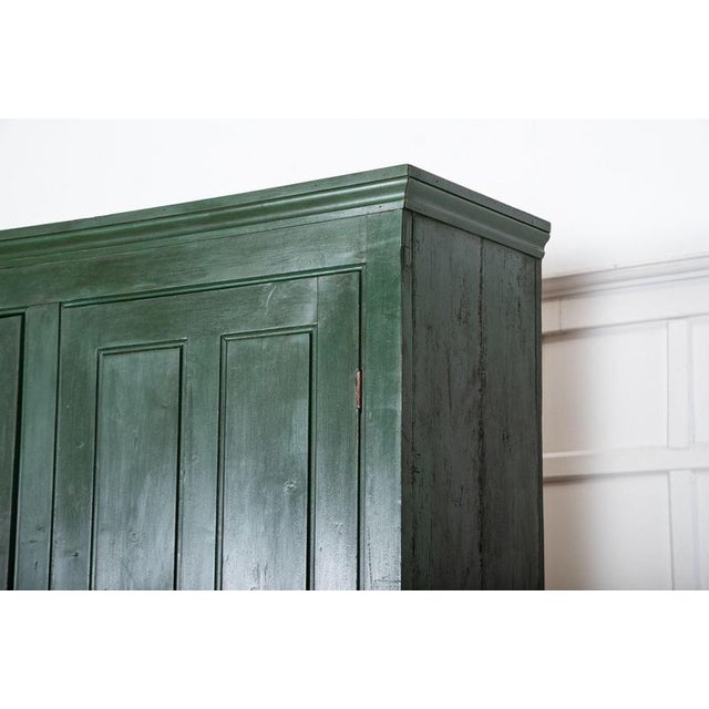 Teal Large 19th Century English Painted Pine Housekeeper's Cupboard, 1880s For Sale - Image 8 of 16