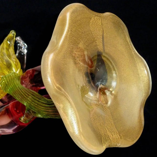 Pink Vintage Murano Gold Flecks Sommerso Pink Garden Nymph Italian Art Glass Mid Century Figurine, Manner of Barbini Cenedese For Sale - Image 8 of 9