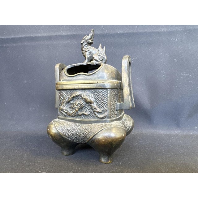 Chinese Bronze Perfume Burner with Dog and Dragon For Sale - Image 6 of 8