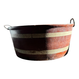 Antique French Papier-Mâché Utility Bowl With Iron Handles, Late 19th Century