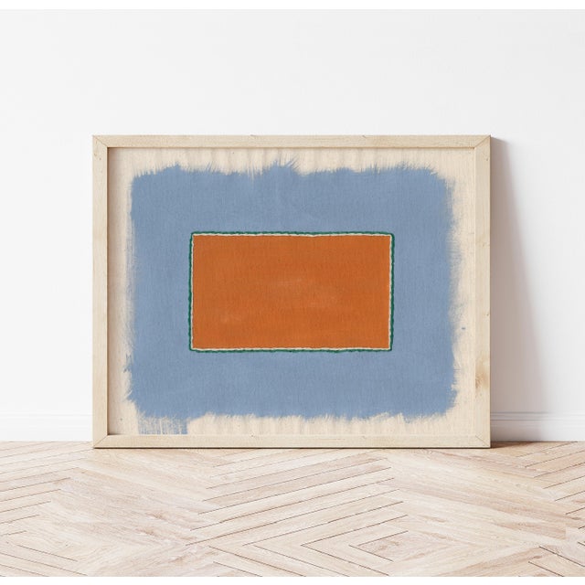 'Storm Cloud' Neutral terracotta and gray-blue abstract print by Emily Keating Snyder Print itself is 24 x 30 in. and...