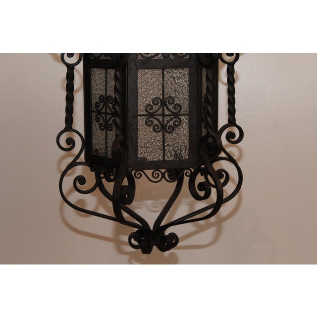 Large Wrought Iron Porch Lantern For Sale - Image 4 of 14