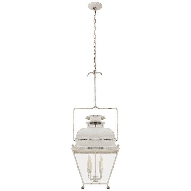 Holborn Small Lantern in Old White Designer: Chapman & Myers Canopy: 5.5" Round Mounting: Chain Shade Detail: Clear Glass...