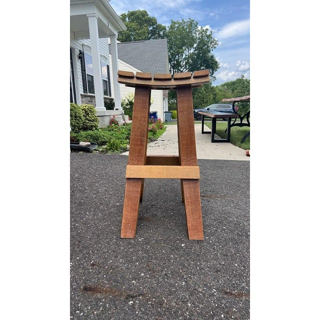 Wine Handmade Wooden Wine Barrel Bar Stools (Set of 3) For Sale - Image 8 of 8