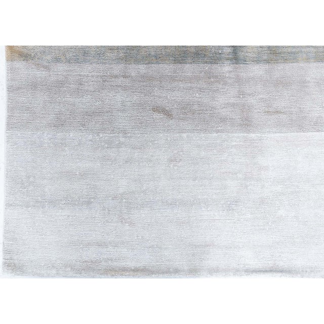 Modern Modern Stripes Light Gray Handmade Silk Rug "Silversheen" by Doris Leslie Blau For Sale - Image 3 of 8