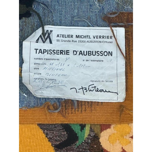 Modern French Matinal Tapestry by Bluteau for Aubusson, 1960s For Sale - Image 16 of 17