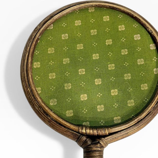 Wood Vintage French Wicker Wrapped Hand Mirror With Decorative Beaded Frame For Sale - Image 7 of 13