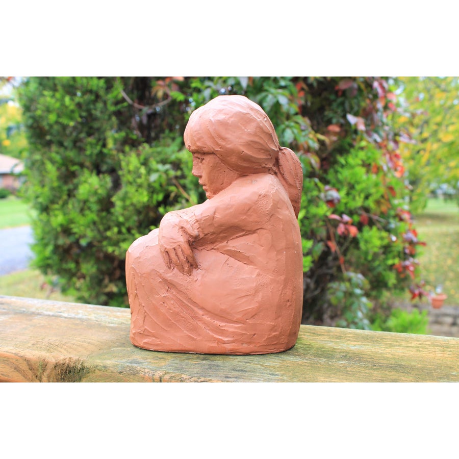 Vintage Clay Girl Sculpture | Chairish