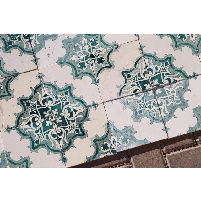 Antique 1920s Set of 78 Antique Large Art Deco Geometric Floral Tiles Portuguese For Sale - Image 12 of 18