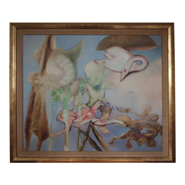 Original Alfio Bonanno Surrealist Abstract Mid-Century Modern Expressionist Oil on Canvas Painting For Sale