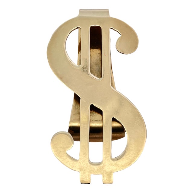 Vintage 14k Yellow Gold Dollar Sign Money Clip For Sale