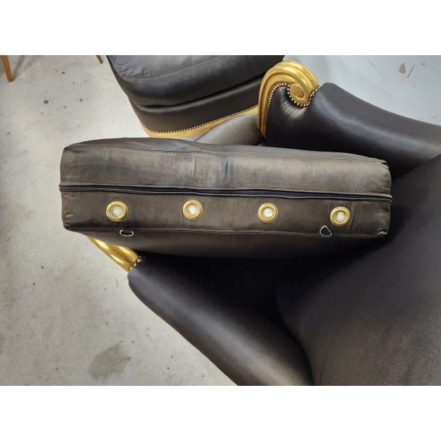 Late 20th Century Club Chair & Ottoman Gilt Finish For Sale - Image 12 of 13