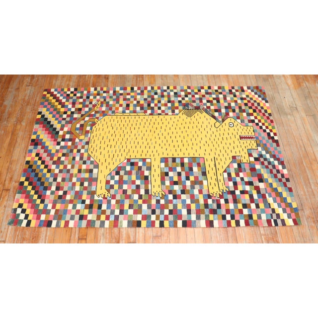 Late 20th Century Persian Rhinoceros Checkerboard Kilim - 4'11" x 6'11" For Sale - Image 17 of 18