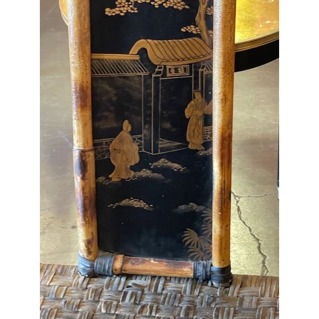 This product is a pair of English-style bamboo and Chinoiserie high back chairs. These chairs are perfect for adding a...