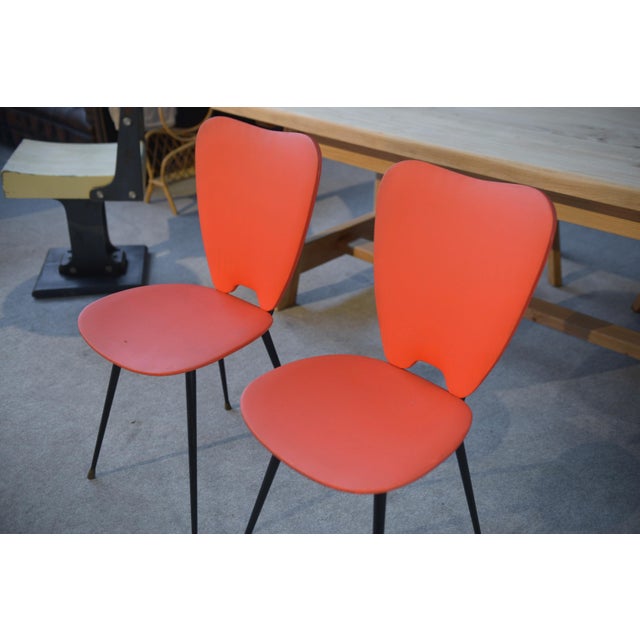 Metal Set of Red Skai Chairs, 1960s For Sale - Image 7 of 18