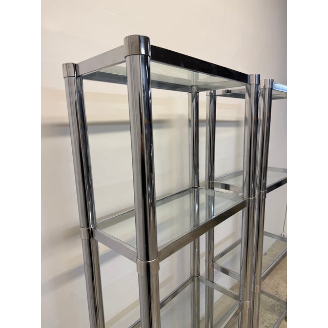 Mid-Century Chrome and Glass Etageres or Bookcases, 1970s - A Pair For Sale - Image 4 of 15