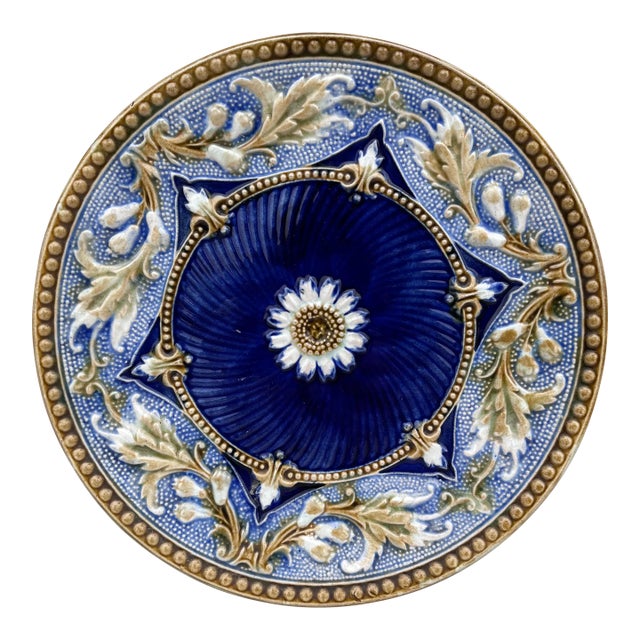 19th Century French Majolica Navy Plate For Sale