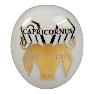 Piero Fornasetti Ceramic Pebble Capricorn Zodiac Paperweight For Sale