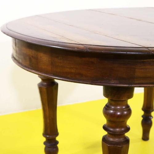 Round Wood Table with Turned Legs For Sale - Image 6 of 9