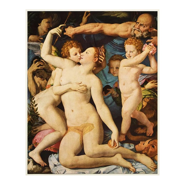 1955 After Bronzino "Venus, Cupid, Folly and Time", Vintage Full-Color Print For Sale