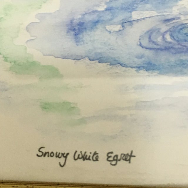 2010s Snowy White Egret Tropical Watercolor Painting For Sale - Image 5 of 8