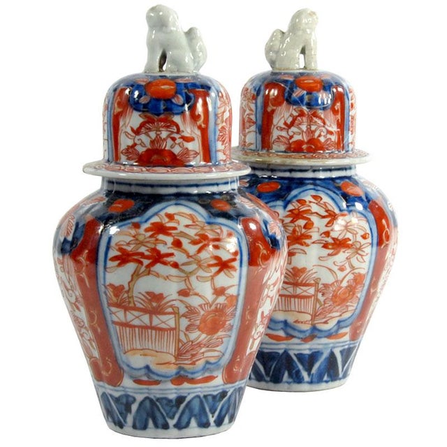 Antique Japanese Hand Painted Imari Vases, Set of 2 For Sale - Image 12 of 12
