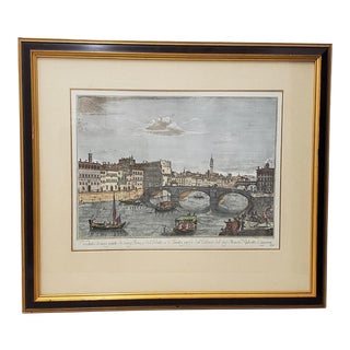 19th Century Antique Hand Colored Engraving After Giuseppe Zocchi For Sale