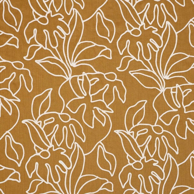 SAMPLE - Schumacher Lola Embroidery Fabric In Saffron For Sale