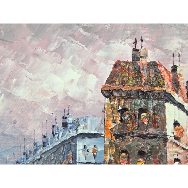 Blue 1970s Caroline Burnett 8" X 10" Impressionistic Oil Painting of Old Paris For Sale - Image 8 of 10