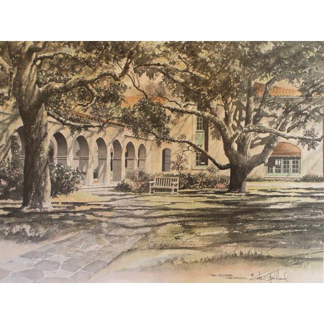 The Cloister at Sea Island print by Stan (Joel) Strickland, circa 1980. Hand signed & numbered, 250/950. Strickland is a...