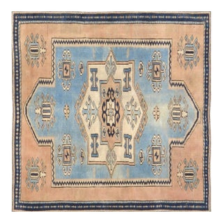 Vintage Turkish Anatolian Hand Knotted Wool Rug, 3'5"x3'3" For Sale