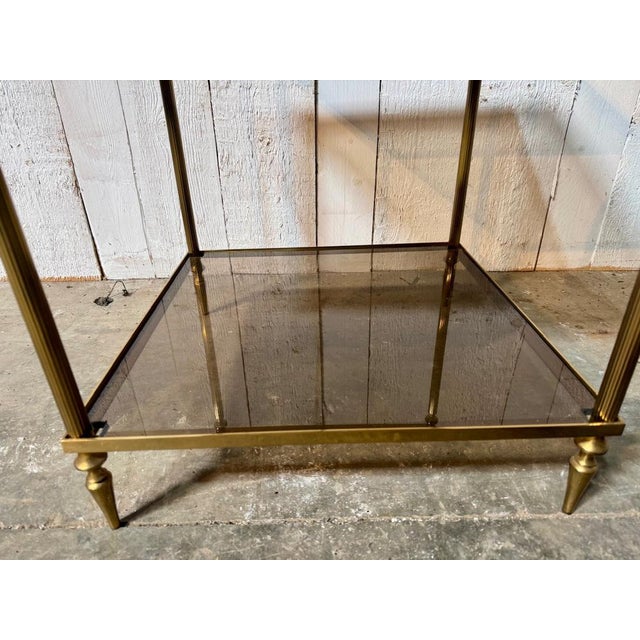 Gold Mid-Century French Brass Lamp Table, 1965 For Sale - Image 8 of 16