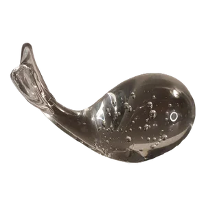 1940s Clear Crystal Bullicante Whale Figurine Paperweight