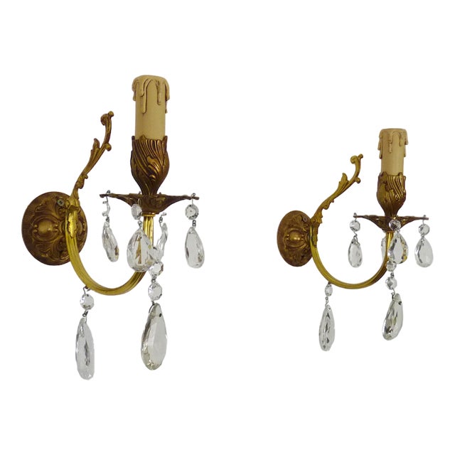 Bronze and Glass Wall Lights, 1960s For Sale