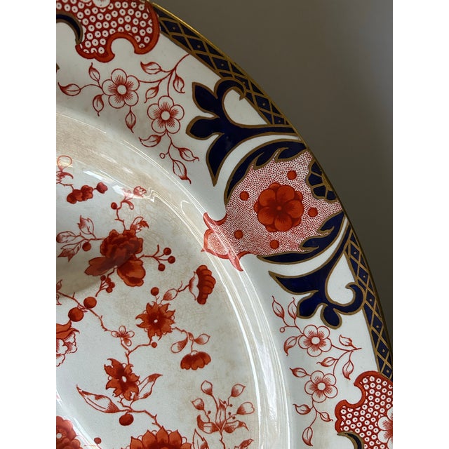 Red Antique Royal Crown Derby 2149 Meat Turkey Large Platter, England For Sale - Image 8 of 12