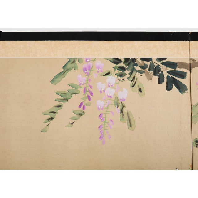 Asian Four Panel Byobu Screen Hundred Flowers Bloom For Sale - Image 13 of 18