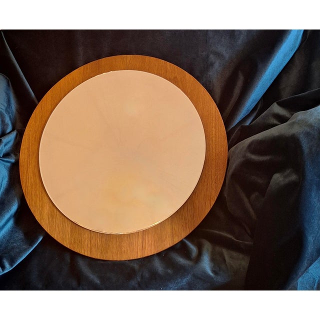 Danish Teak Circular Bevelled Wall Mirror, 1960s For Sale - Image 5 of 8
