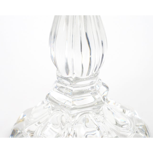Tall Antique Signed Saint-Louis Cut Crystal Lustres Candlestick With Shade For Sale - Image 11 of 13