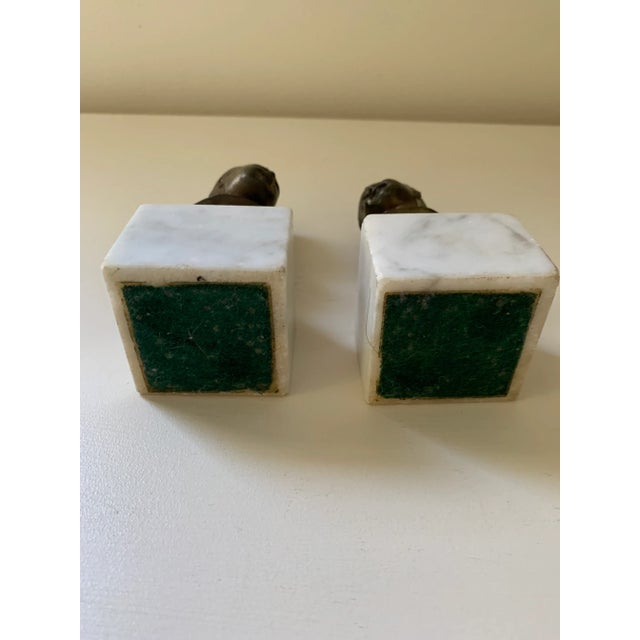 Vintage Brass & Marble Child Busts Bookends - a Pair For Sale In New York - Image 6 of 11
