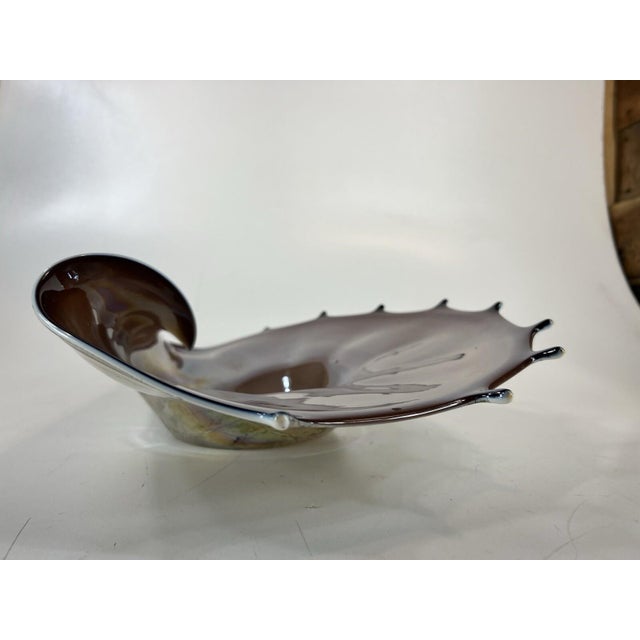 Vantage Krosno Jozefina Poland Art Glass Shell Clam Centerpieces Platter Bowl measuring 5” X 12” X 22" this centerpiece is...