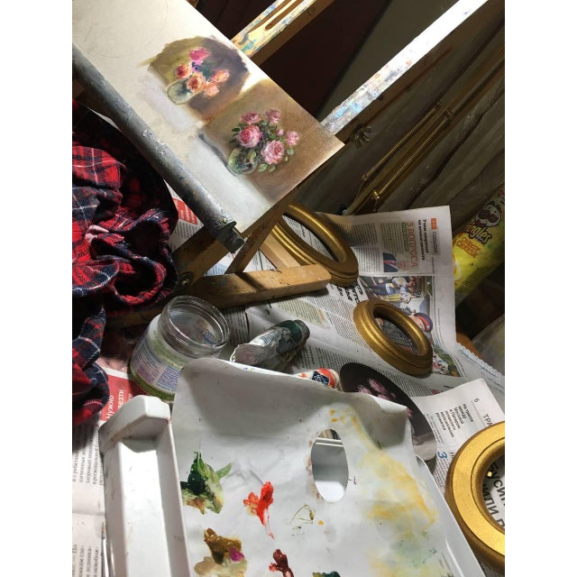 Contemporary Abstract Floral Lilac Bouquet Original Painting by Valeriya Serova For Sale - Image 6 of 6