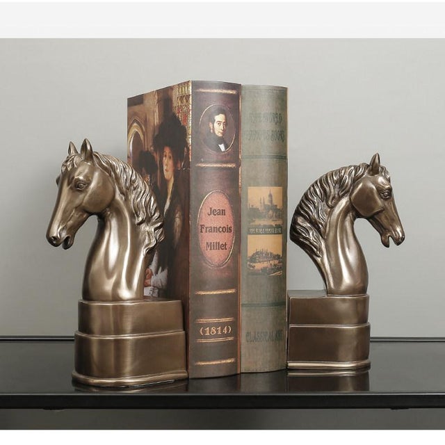 Early 21st Century Early 21st Century Pair of Cold Cast Bronze Horse Head Bookends / Sculptures For Sale - Image 5 of 7